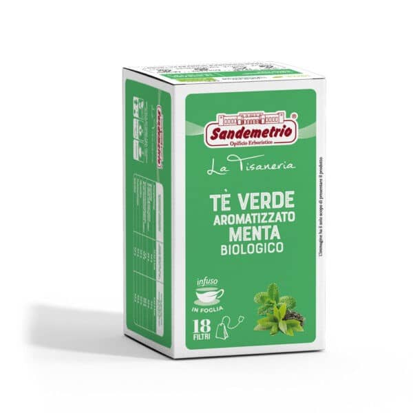18 Filtro Monodose Infuso The Verde Aromatizzato a lla Menta Biologico Sandemetrio