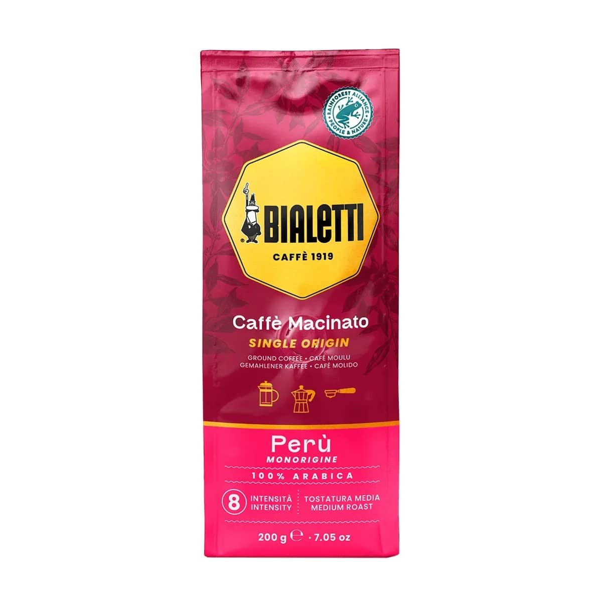 1 Sacchetto 200g Perfetto Moka Monorigine Perù Bialetti