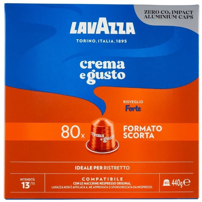 80 Lavazza Crema e Gusto Forte Alluminio Nespresso, immagine 1