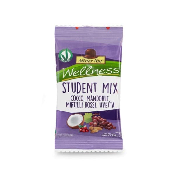 Student Mix 25 Gr. Cocco, Mandorle, Mirtilli Rossi e Uvetta NewFactor, immagine 1