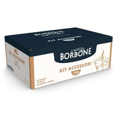 150 Bicchierini caffe + 150 Zucchero + 150 Palette Borbone, immagine 1
