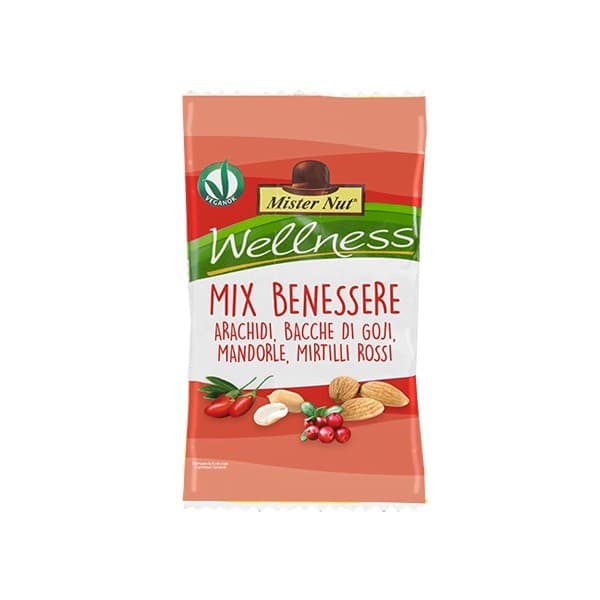Mix Benessere 25 Gr. Arachidi, Bacche di Goji, Man dorle e Mirtilli Rossi NewFactor, immagine 1