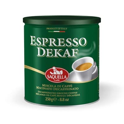 250g Macinato in Lattina Espresso Decaffeinato Saq uella, immagine 1
